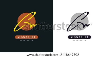 CW Initial Logo Design with Handwriting Style. CW Signature Logo or Symbol for Wedding, Fashion, Jewelry, Boutique, Botanical, Floral and Business Identity. Feminine Logo