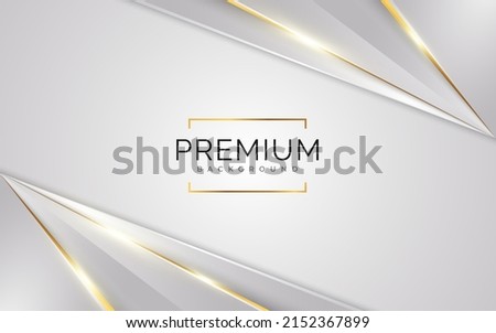Luxury White and Gold Background with Golden Lines and Paper Cut Style. Premium Gray and Gold Background for Award, Nomination, Ceremony, Formal Invitation or Certificate Design Stock foto © 