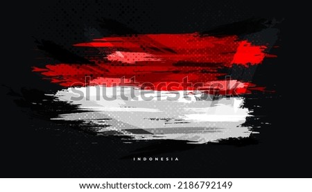 Indonesia Flag with Brush Concept. Happy Indonesian Independence Day. Flag of Indonesia in Grunge Style