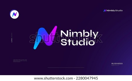 Bold and Vibrant Letter N Logo Design with Colorful Gradient Concept. N Logo with Blend Style