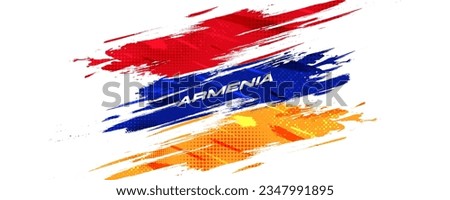Armenia Flag with Brush Stroke Style Isolated on White Background. Flag of Armenia