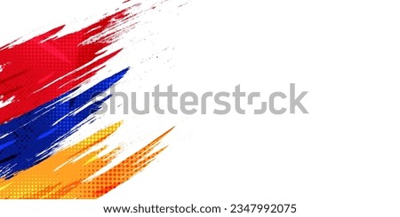 Armenia Flag with Brush Stroke Style Isolated on White Background. Flag of Armenia