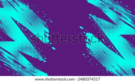 Abstract Sports Background with Blue and Purple Brush Texture and Halftone Effect. Grunge Background for Banner or Poster Design