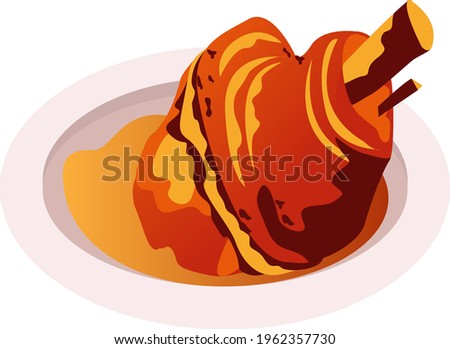 pork knuckle tradition bavarian food.vector illustration