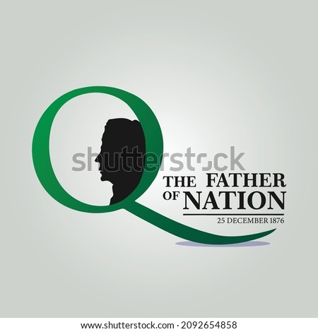 Q letter with green gradient for the father of nation day, 25th december 