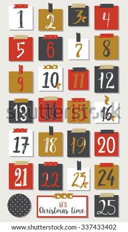 Advent Calendar Christmas Poster Stock Vector Illustration