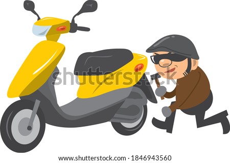 Image illustration of a thief stealing a scooter