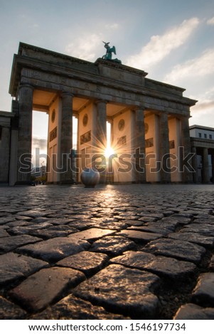 Image, Stock Photo Brandenburg Gate through reflection