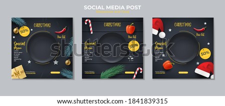 Food social media post template. social media post on Christmas day.