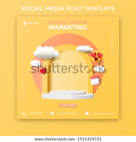 editable social media post template. 3D social media banner ads.