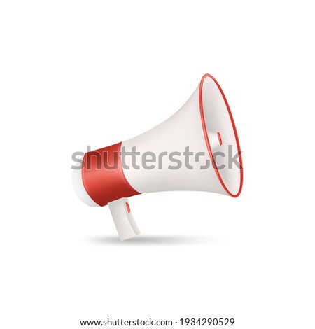 red and white megaphone isolated on white background. 3d vector illustration