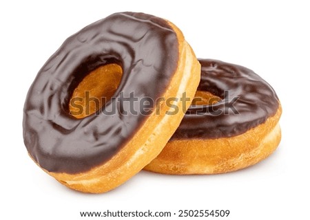 Image, Stock Photo chocolate glazed donut or doughnut with bite missing