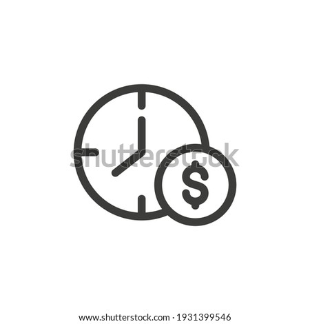 Dollar coin with clock icon. Time is money concept.