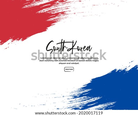 Flag of South Korea with brush stroke effect and text