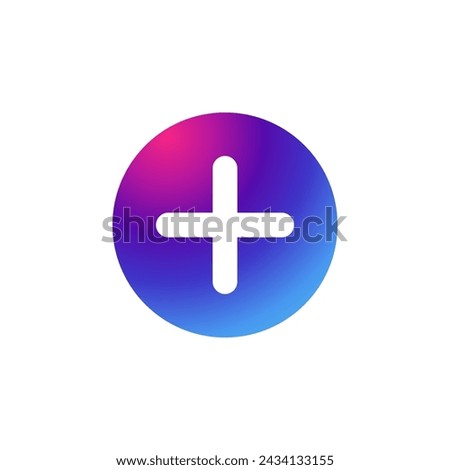 Circle plus icon with gradient purple effect.