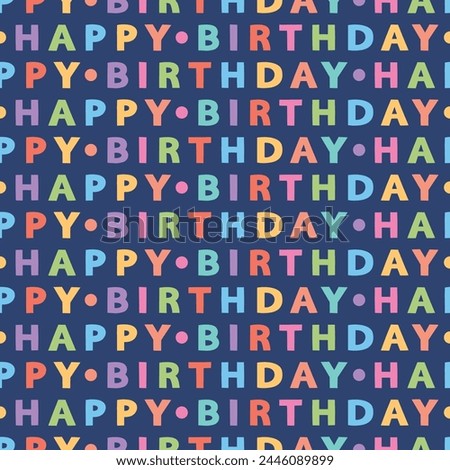 Seamless pattern with colorful 'Happy Birthday' text