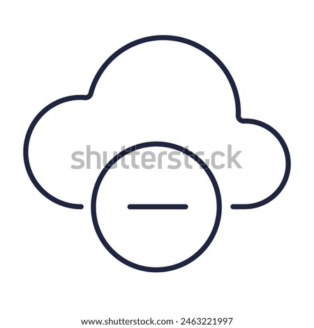 Cloud computing with a minus symbol. Thin line icon for web and mobile. Storage data concept. Outline logo isolated on white background. Editable vector stroke. Pixel Perfect.