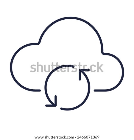 Cloud sync line icon. Cloud refresh with arrows logo for web and mobile app. Cloud computing concept. Linear sign on white background. Outline symbol. Editable vector stroke. Pixel Perfect.