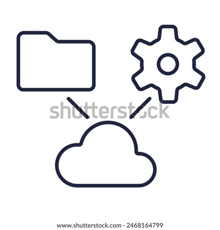 Server local network line icon. Data hosting, Cloud computing, Information Technology, Computer Software. Folder, cloud and gear logo symbol for web and mobile. Editable vector stroke. Pixel Perfect.