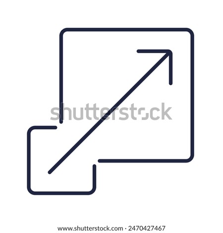 Scalability line icon. Resize, enlarge, full screen, maximize concept. Scalable outline symbol. Logo with extend arrow for web and mobile on white background. Editable vector stroke. Pixel Perfect.