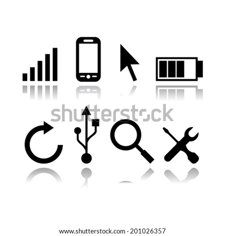 Set of modern gadget icons in white background 