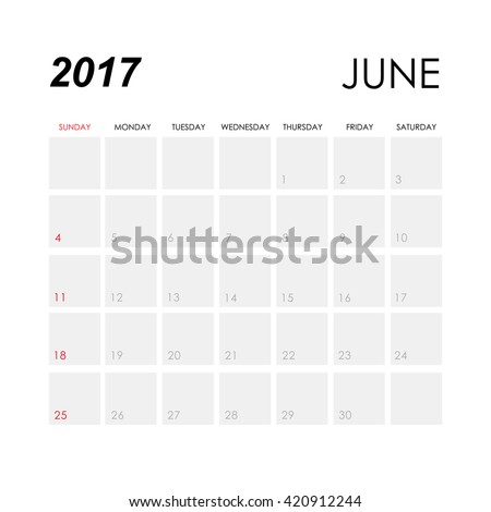 template of calendar for june 2017 stock vector 420912244