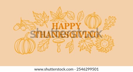 Minimalistic Happy Thanksgiving greeting card illustration template design