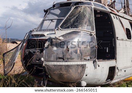 Old military helicopter crashed