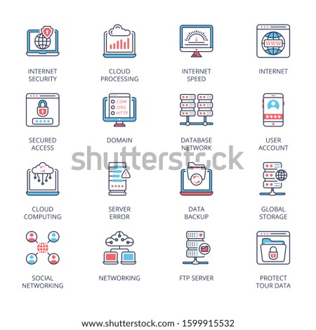  Internet Security filled line  icons - fully editable - vector