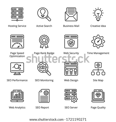 Web and SEO outline Icons - stroke, vector