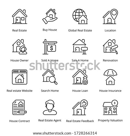 Real Estate outline Icons - stroke, vector