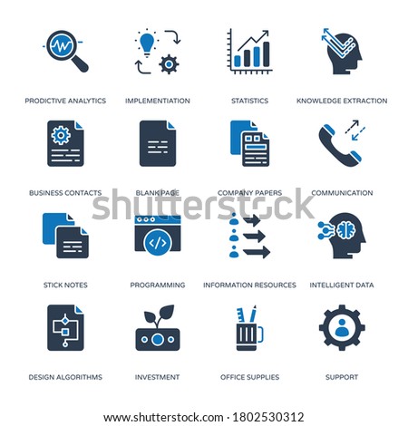 Business and Glyph Circle icons, stroked - Vectors
