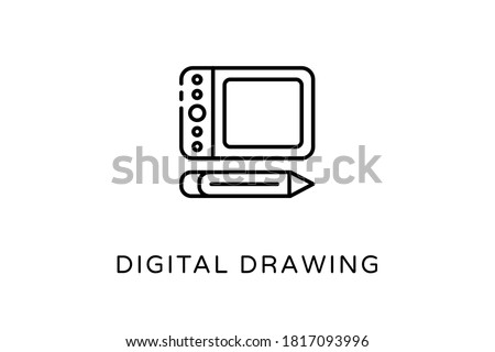 Linear Digital Drawing icon in vector. Logotype