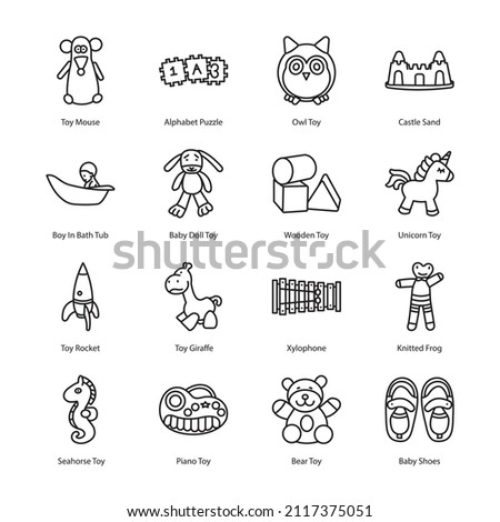 Babies, Kids and Childhood Outline Icons - Stroked, Vectors