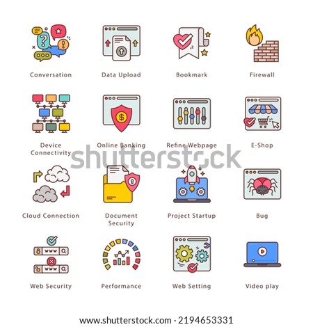 SEO, Development and Marketing Filled Icons - Stroked, Vectors