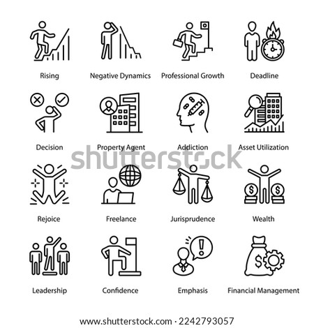 Skills, Innovation, Resume, Negotiation, Employee, Winner, Meeting, Career Ladder, CO Working, Start, Choice, Way, Smart Building, Briefcase, Affiliation, Purposefulness, Outline Icons - Stroked