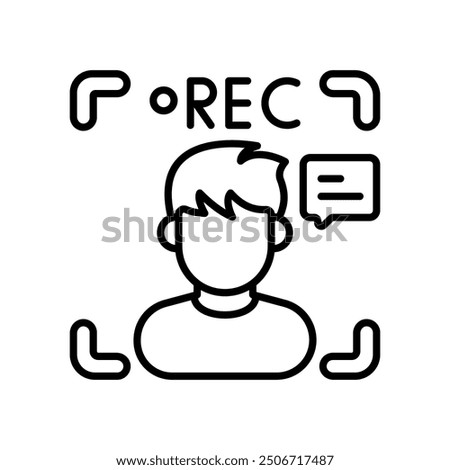 Video Recording Outline Icon, Vector illustration