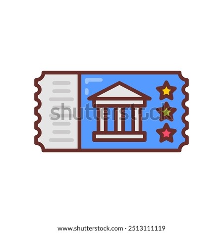 Museum Ticket Filled Icons , Vector illustration