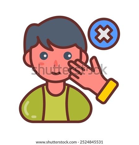 Don't Touch Your Eyes Filled Icons , Vector illustration