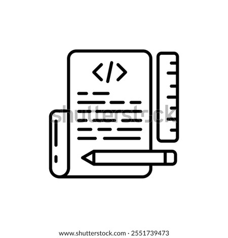 Script Outline Icon, Vector illustration