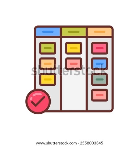 Kanban Filled Icons , Vector illustration