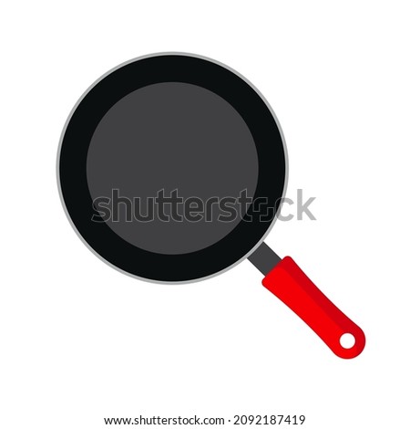 frying pan vector illustration omelette pan isolated on white background top view Flat design style Logo Icon 