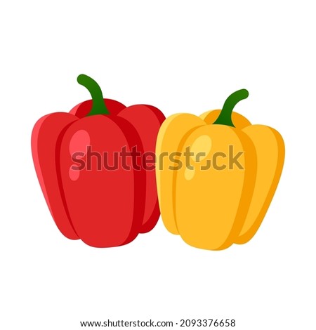 red and yellow bell pepper vector logo icon capsicum illustration flat clipart