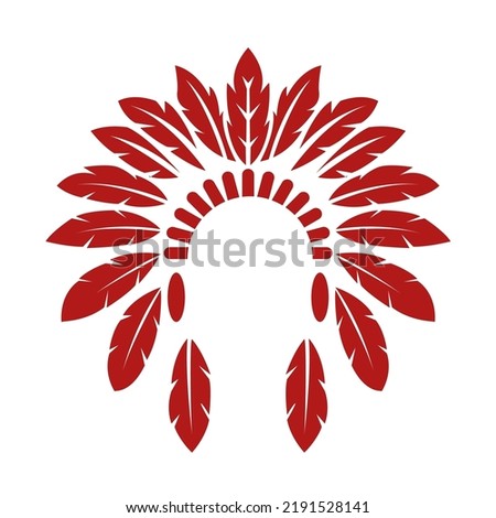 red indian War bonnets  icon vector illustration flat logo design