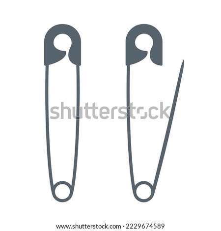 open and closed safety pin flat vector illustration logo icon clipart 