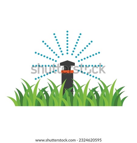 Similar – Image, Stock Photo Watering the lawn with water in summer. gardening concept. drops of water from the ameliorative irrigation system are fed to grow ing garden plants against a sunny day