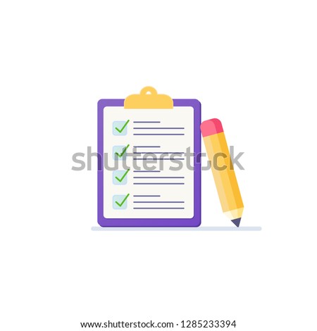 Clipboard complete checklist with pencil