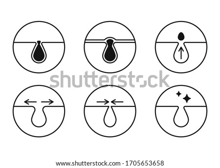 Blackheads and pores vector icons set