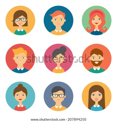 Set of avatars. Vector illustration, flat icons. Characters for web