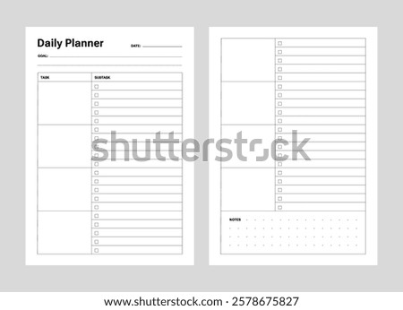 Daily planner page empty template